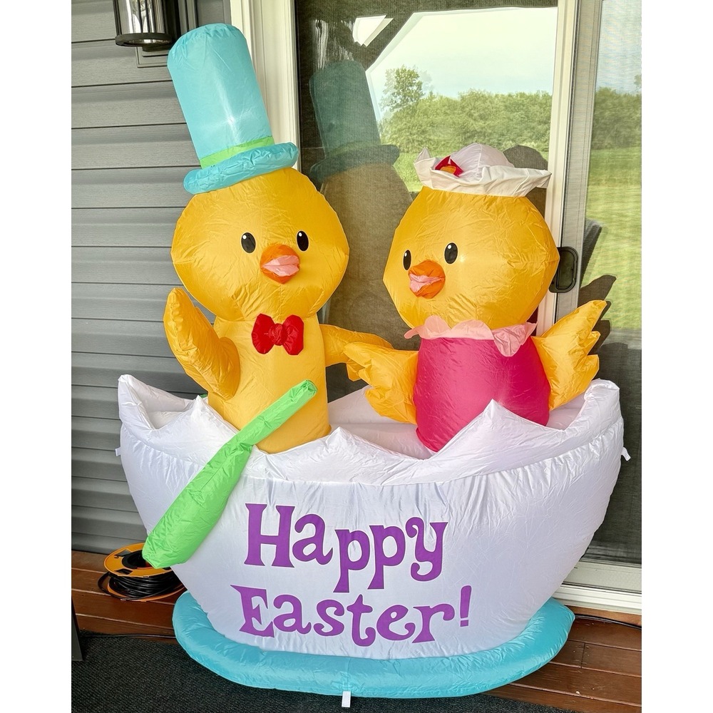 Inflatable Easter Egg With Baby Chicks 5' Foot Tall NEW!